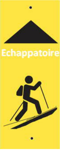 Panneau directionnel Sticker Ski de Randonnée vertical échappatoire REC-STI248